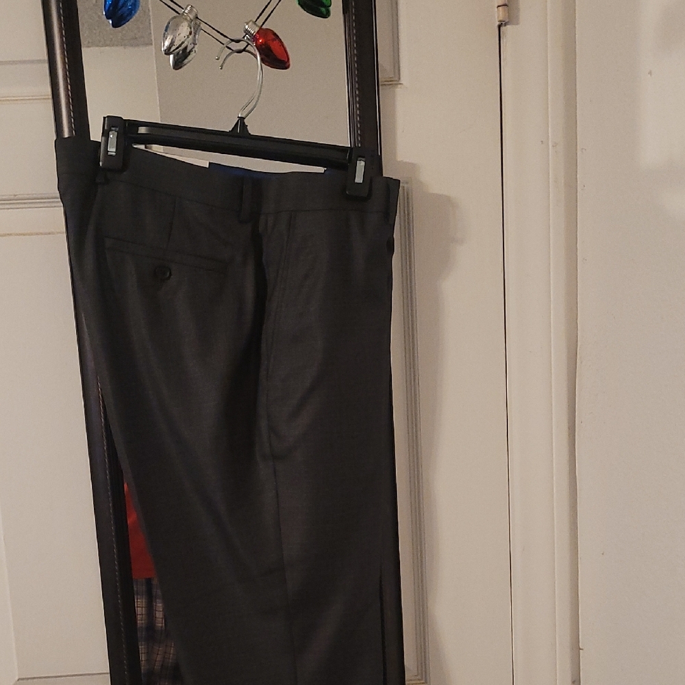 Kenneth Cole Gray Dress Pants Classic Straight-Leg